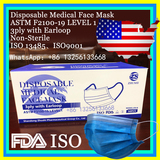 Disposable Medical Face Mask，ASTM F2100-19 LEVEL 1，3ply with Earloop