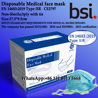 Disposable Medical face mask，3Ply with ties，EN 14683:2019 Type IIR