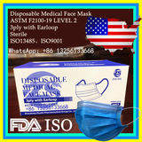 Disposable Medical Face Mask，ASTM F2100-19 LEVEL 2，3ply with Earloop