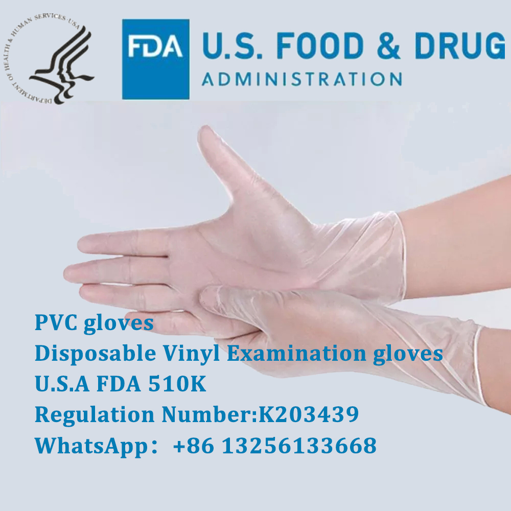 Disposable Vinyl Examination gloves，FDA 510K