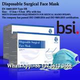 Disposable Surgical face mask，3Ply with ties，EN 14683:2019 Type IIR